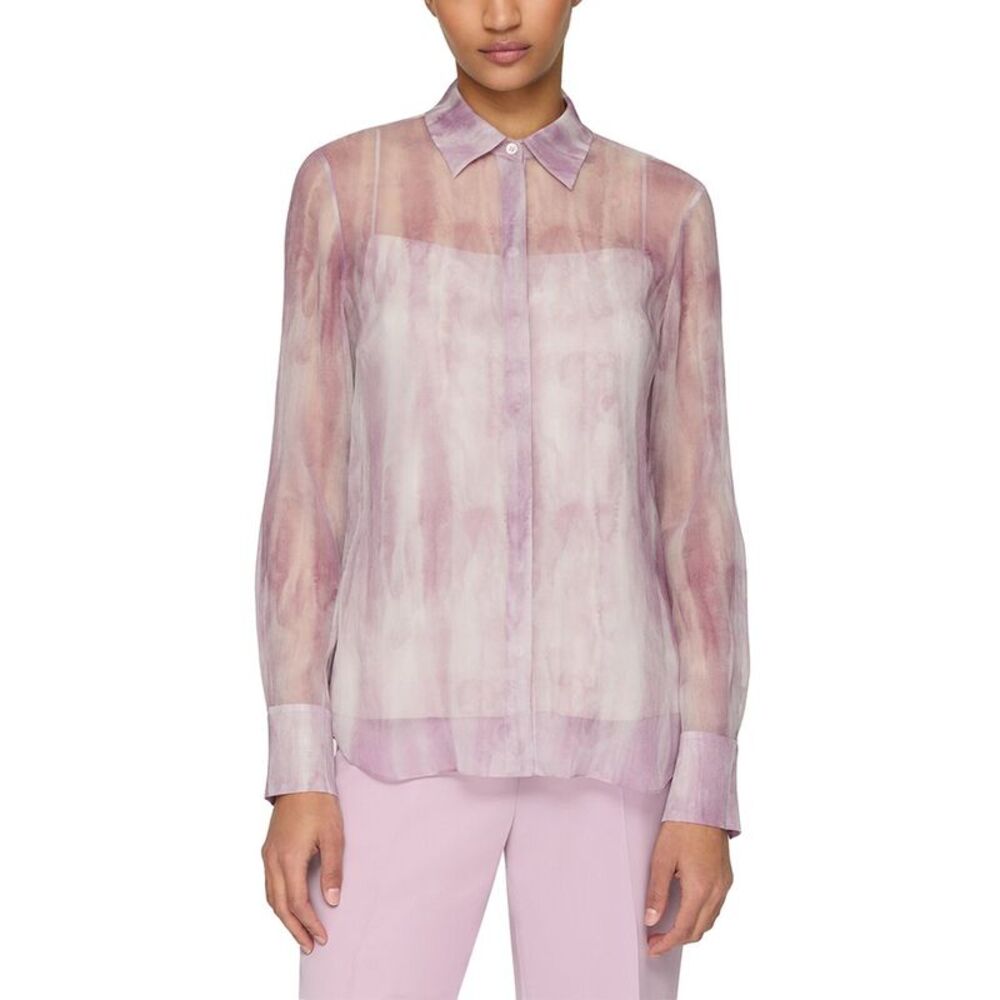 Lafayette 148 New York Womens  Scottie Silk Blouse With Cami, Purple